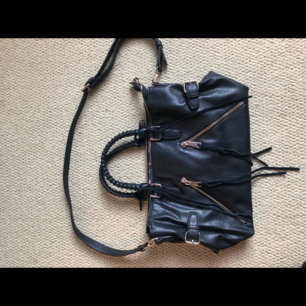 Black cross body tote